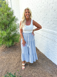 Blue Striped Maxi Skirt