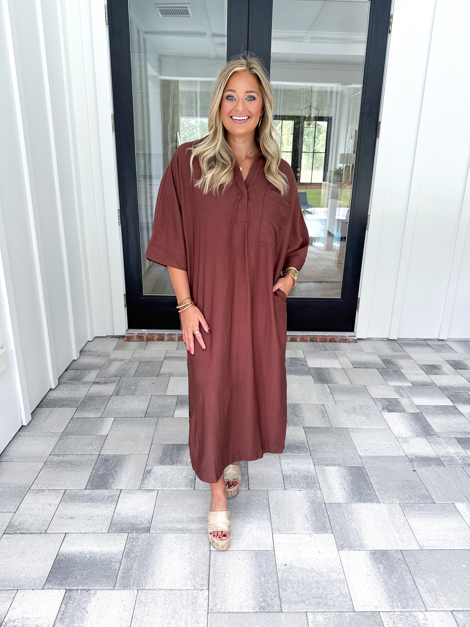 Brown Half Sleeve Midi