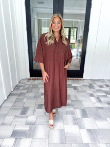 Brown Half Sleeve Midi