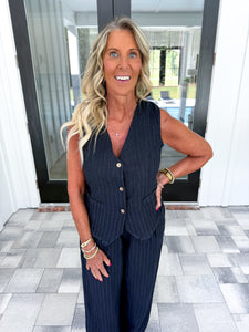 Pinstripe Linen Vest