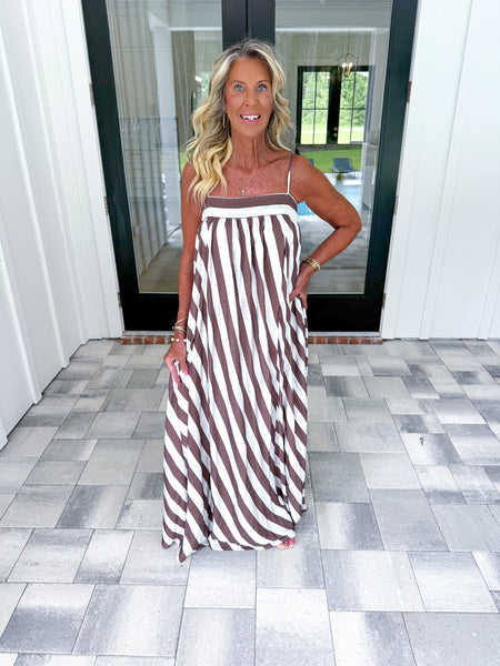 Brown Striped Maxi
