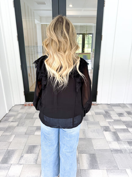 Ruffle Black Top
