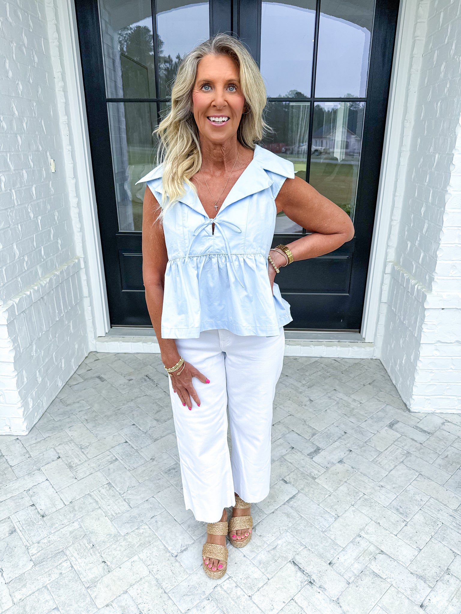 Blue Peplum Top