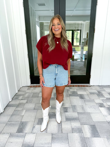 Garnet Drop Shoulder Top