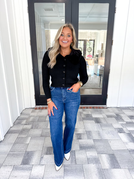 Removable Fur Collar Cardigan