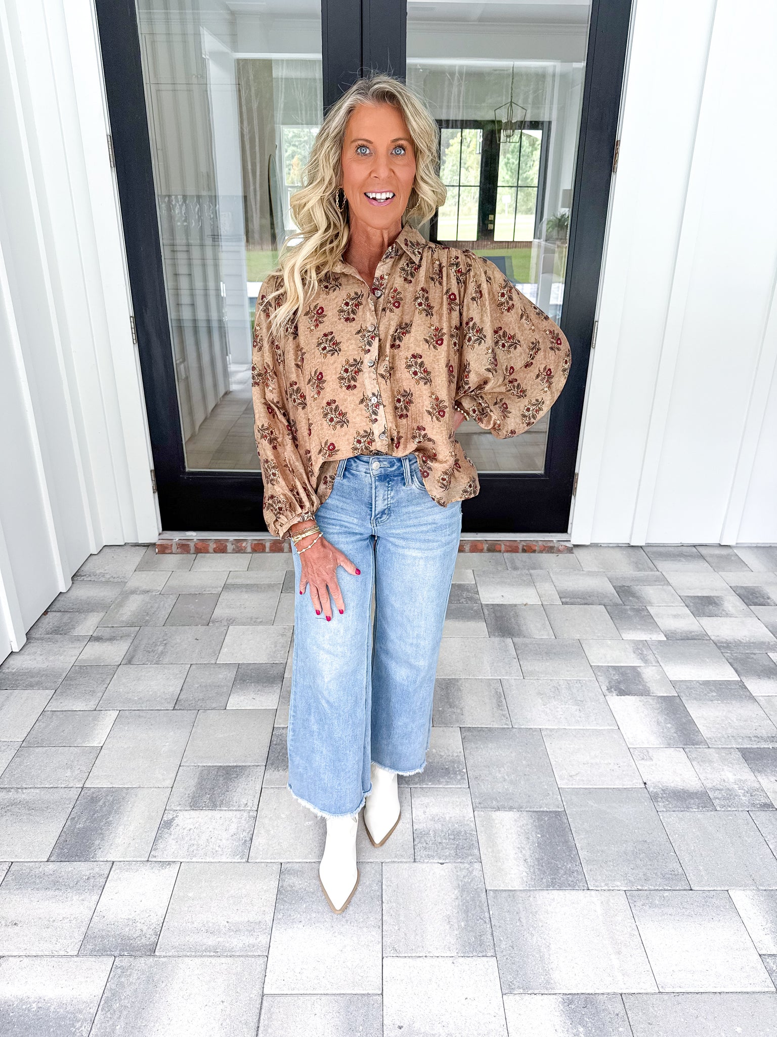 Taupe Floral Top