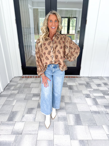 Taupe Floral Top