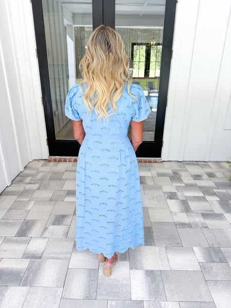Blue Eyelet Midi