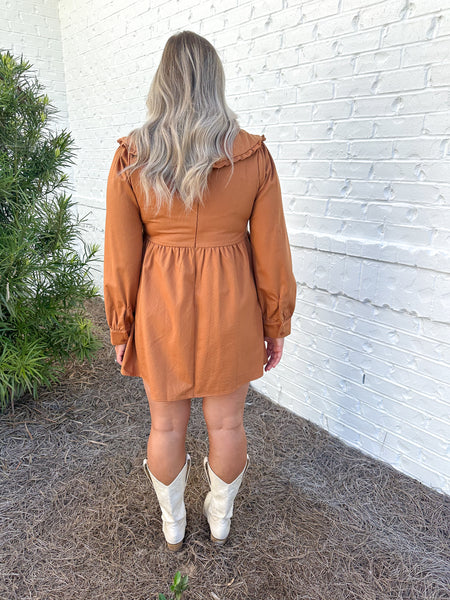 Copper Puff Sleeve Dress