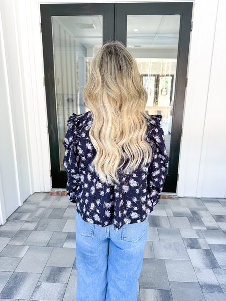 Navy Floral Top
