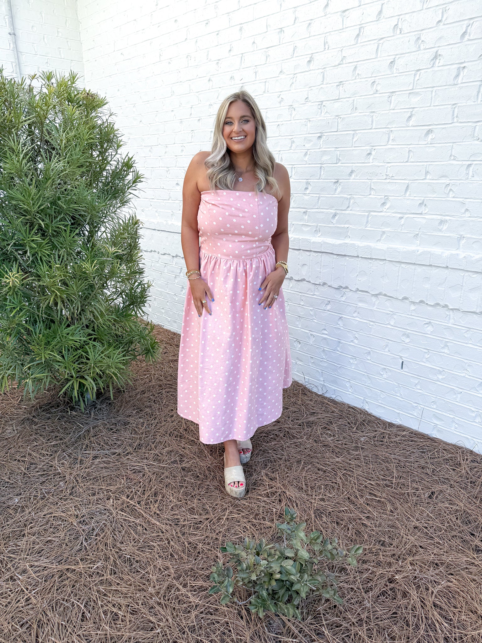 Pink Polkadot Midi