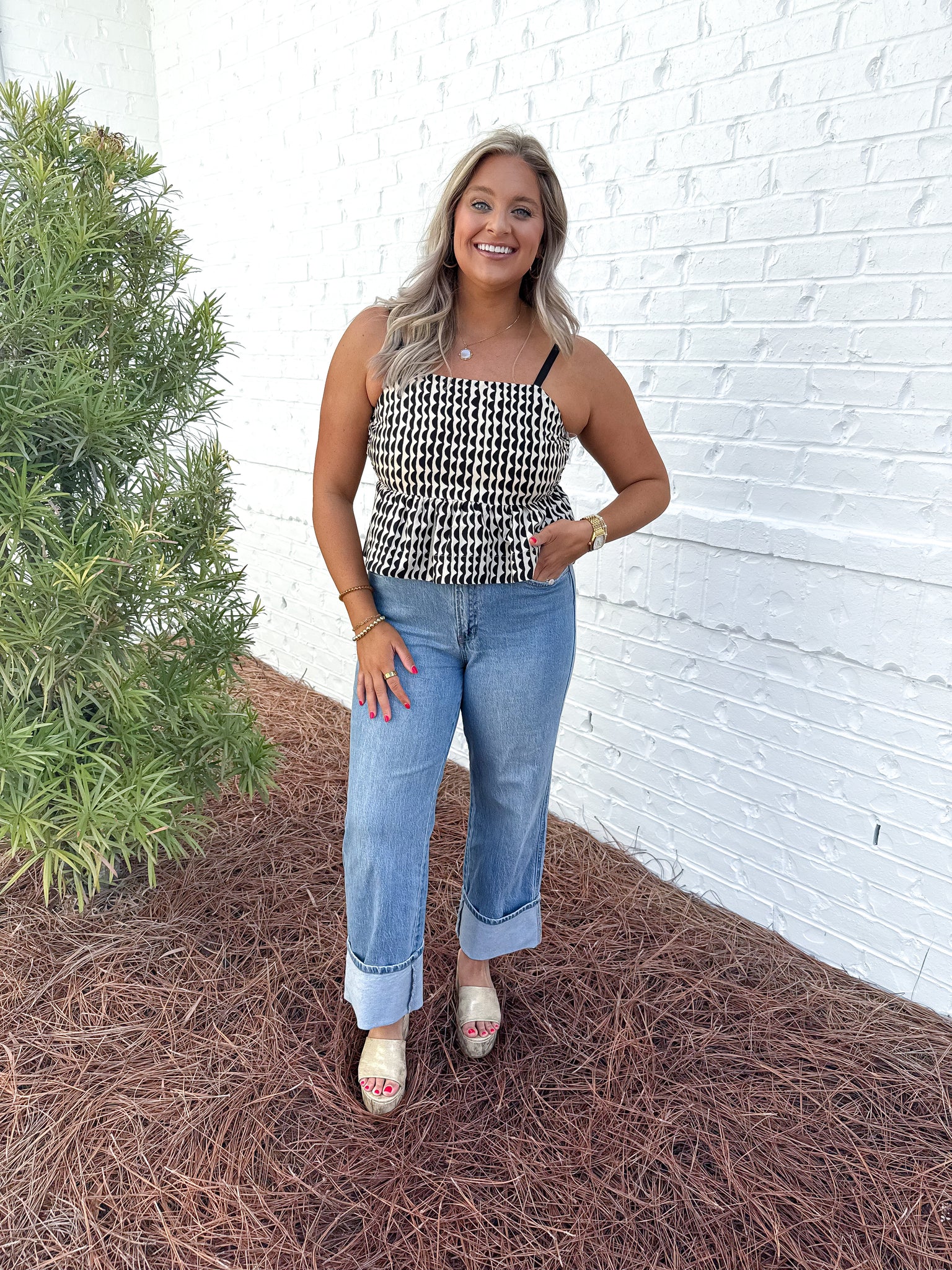 Printed Peplum Top