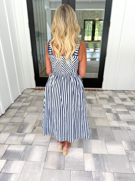 Navy Striped Midi
