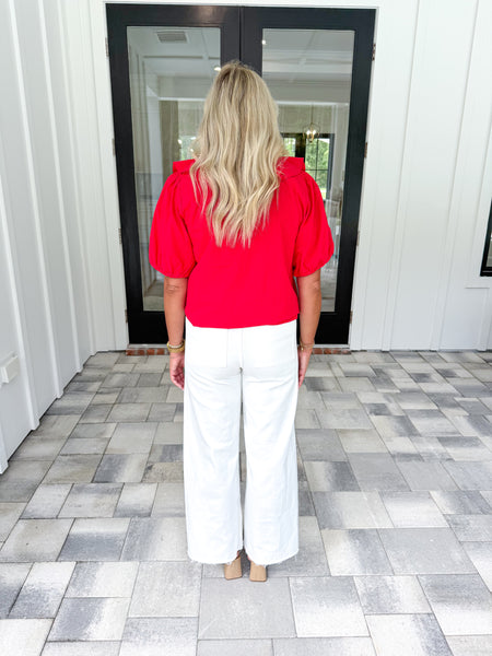 Red Collared Top