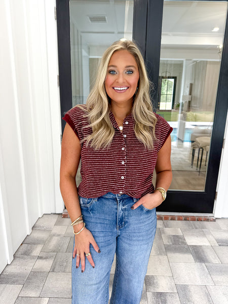 Wine Striped Sweater