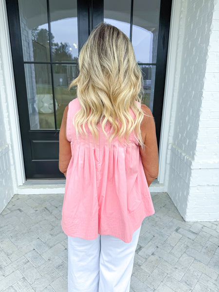 Pink Pleated Top