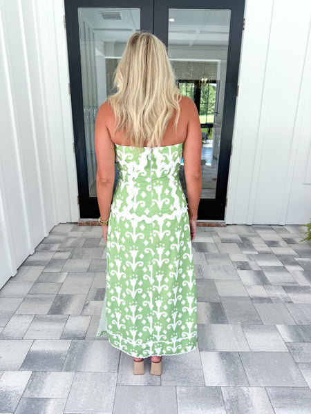 Green Strapless Midi