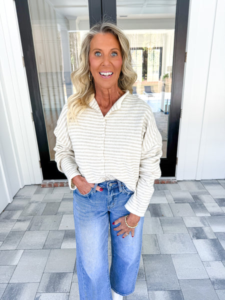 Cream Striped Piper Cardigan