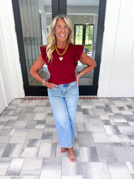 Garnet Flutter Sleeve Top