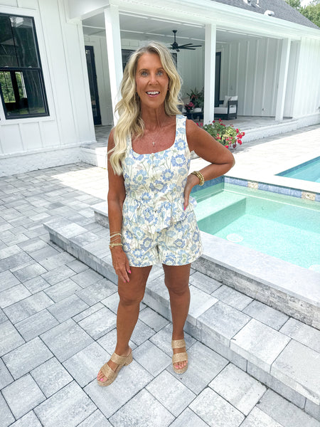 Blue Floral Short Set