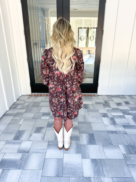 Brown Floral Dress