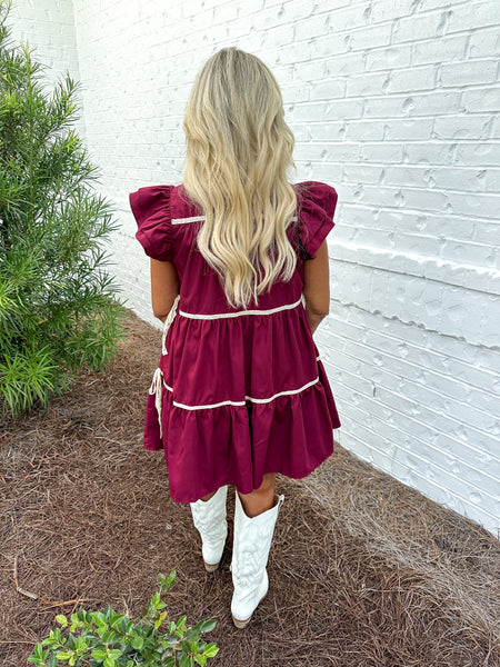 Garnet Lace Trim Dress