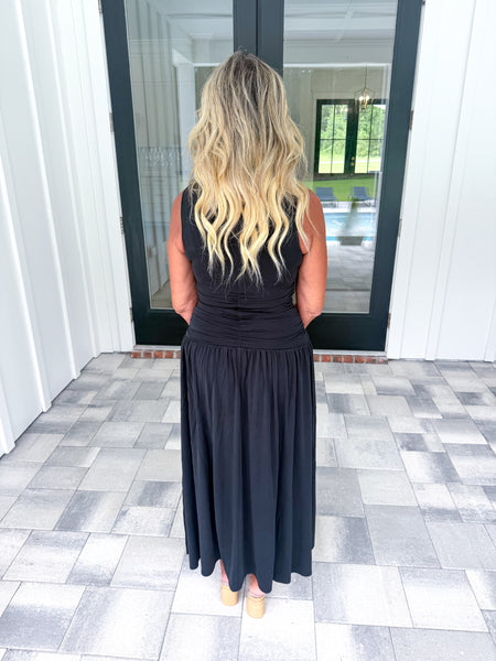 Black Gathered Maxi