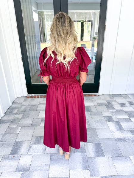 Garnet Puff Sleeve Midi