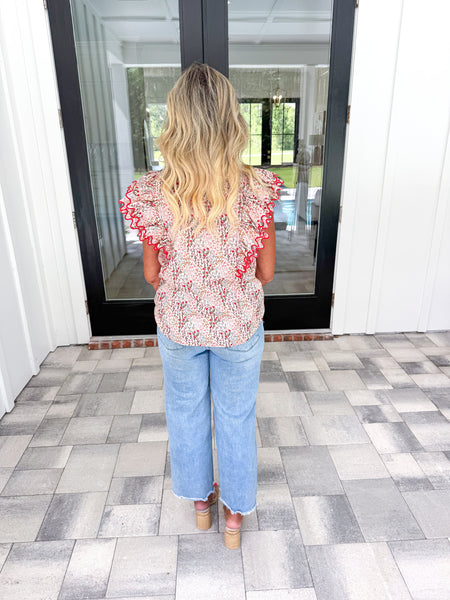 Red Floral Top