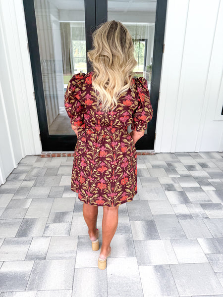 Botanical Puff Sleeve Dress