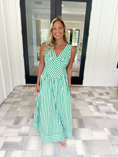 Green Striped Maxi