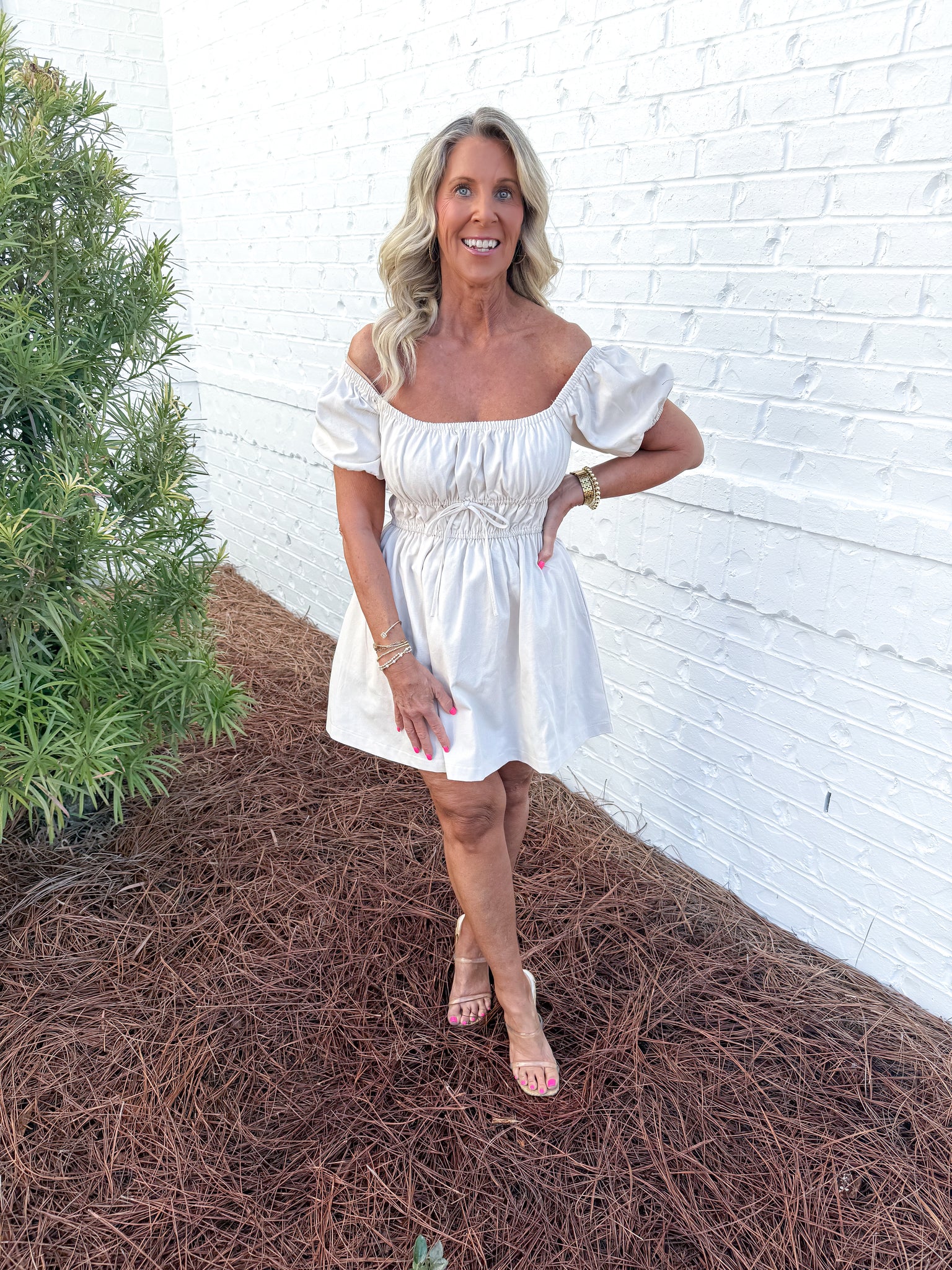 Cream Denim Dress