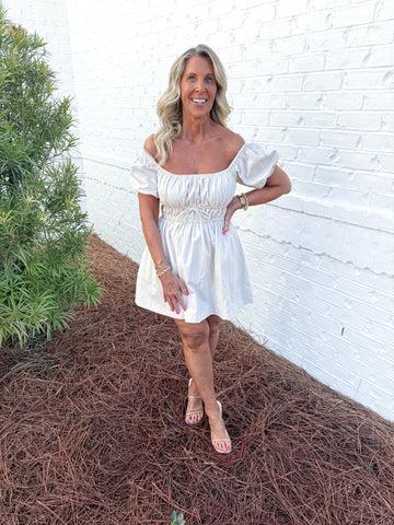 Cream Denim Dress