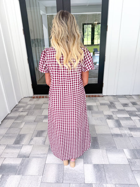 Garnet Gingham Midi