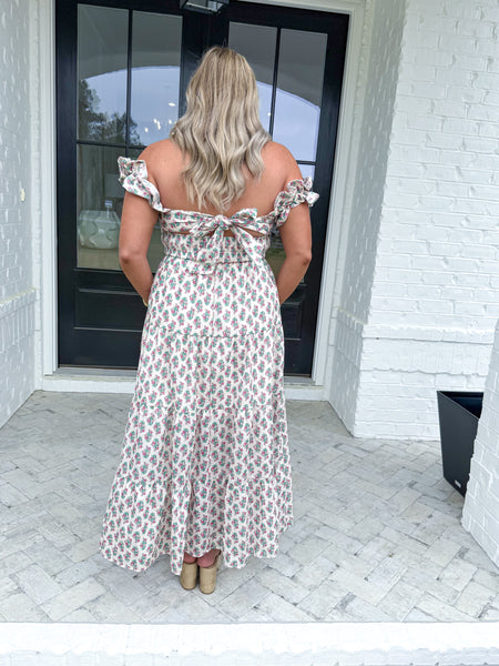 Pink Ruffle Sleeve Maxi
