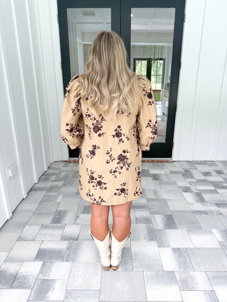 Camel Floral Dress