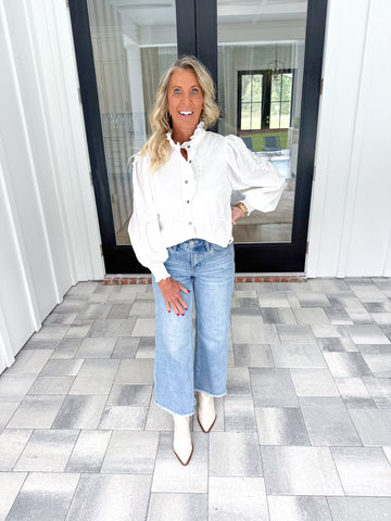 Off White Applique Top