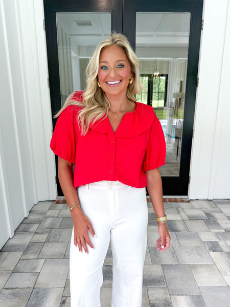 Red Collared Top