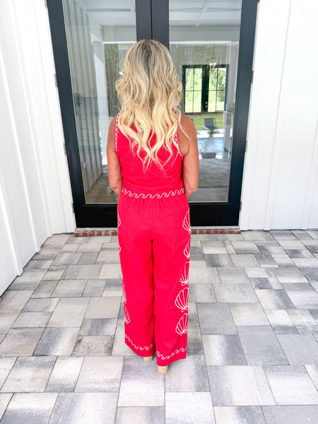 Red Seashell Pant Set