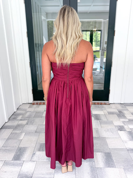 Garnet Shirred Midi
