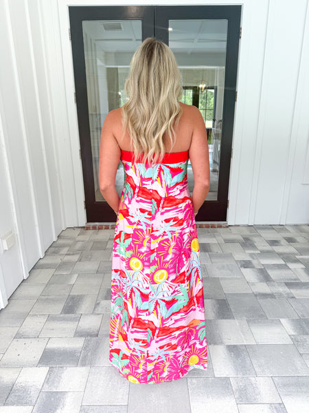 Tropical Strapless Dress