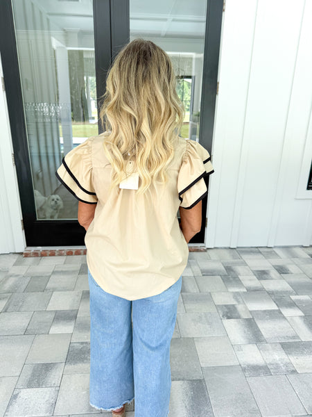 Taupe Applique Top