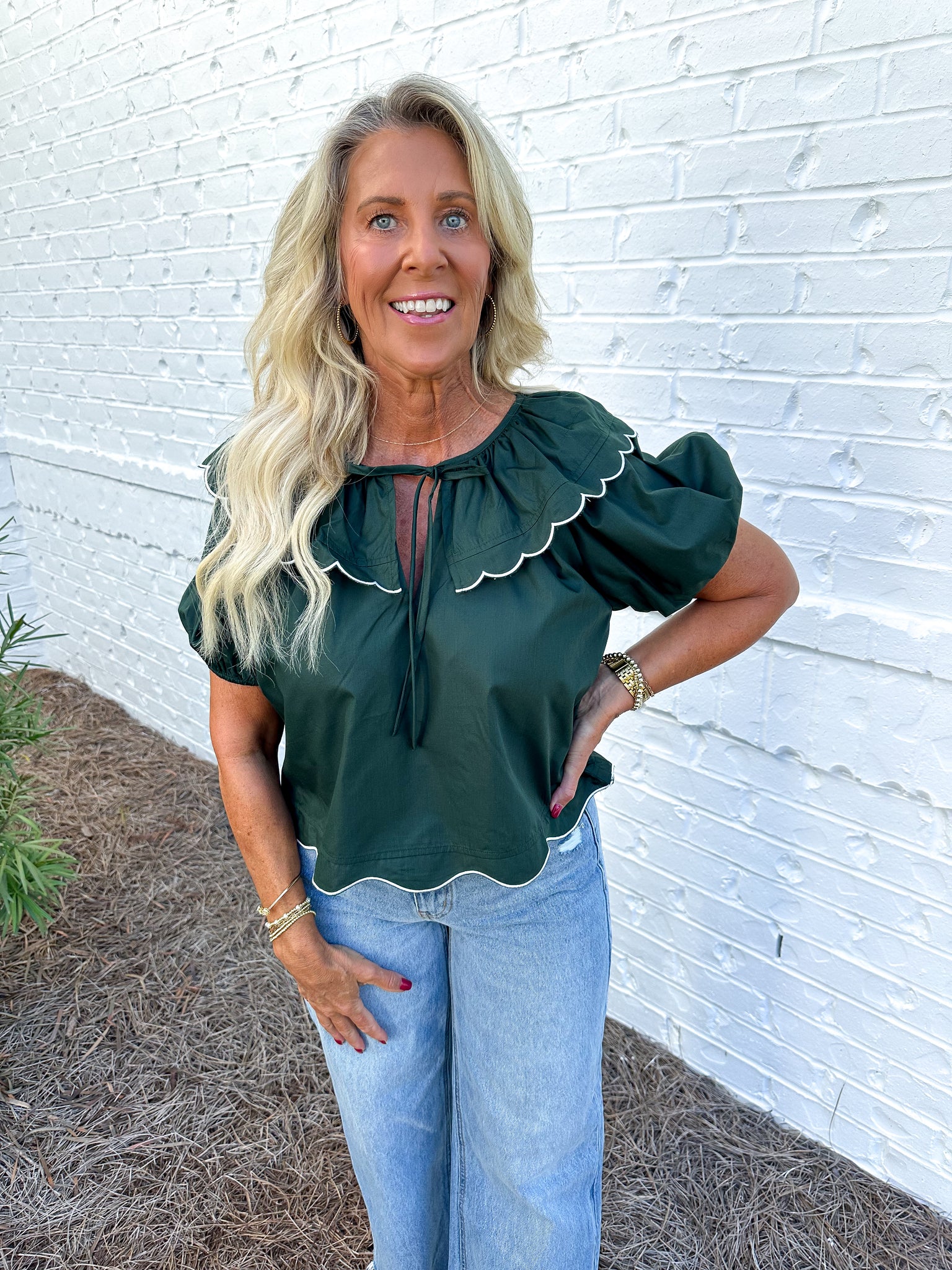 Green Scallop Top