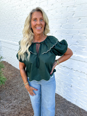 Green Scallop Top
