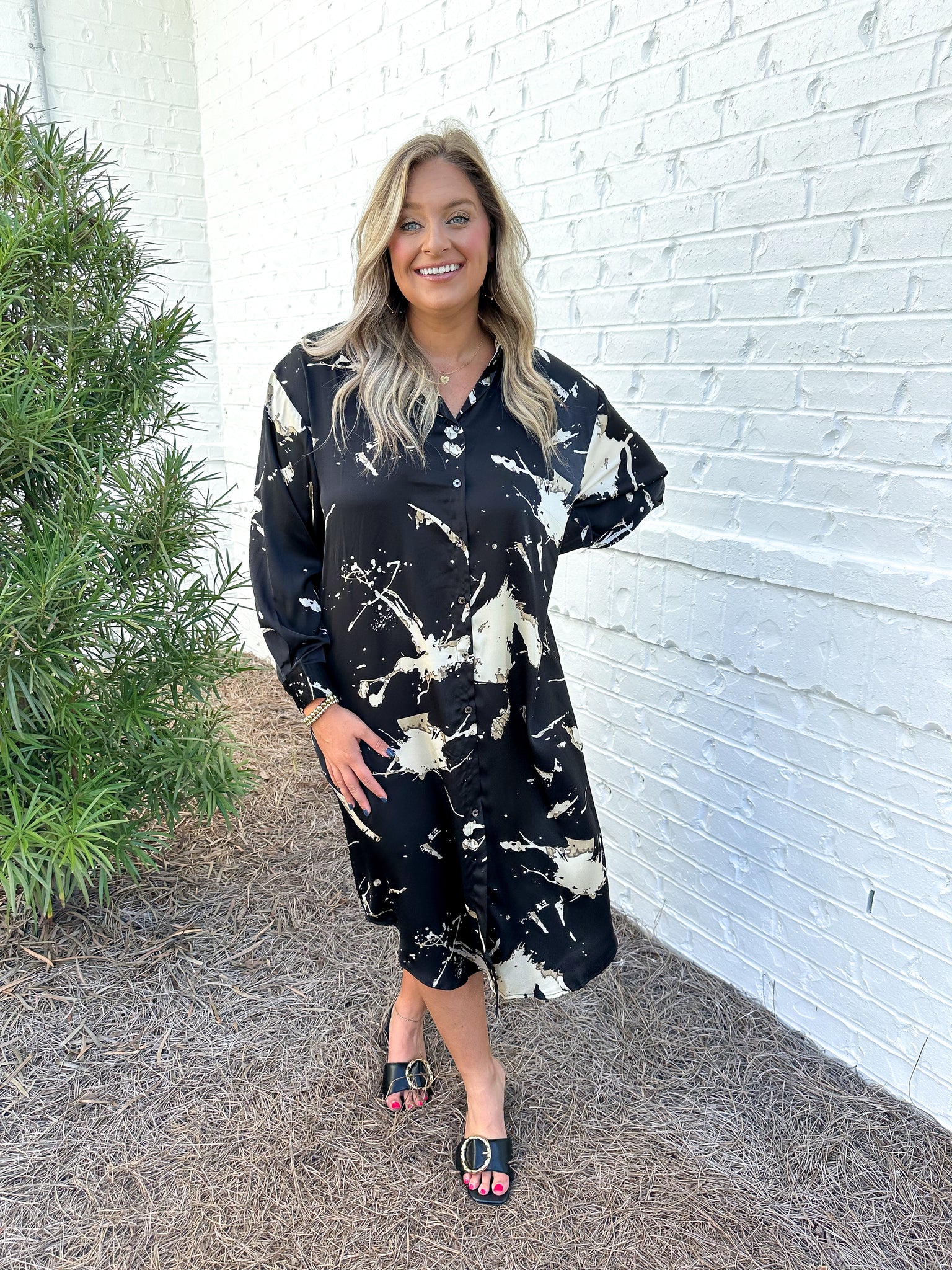 Watercolor Button Up Midi