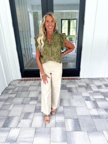 Olive Applique Top