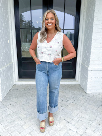 Rose Embroidered Top