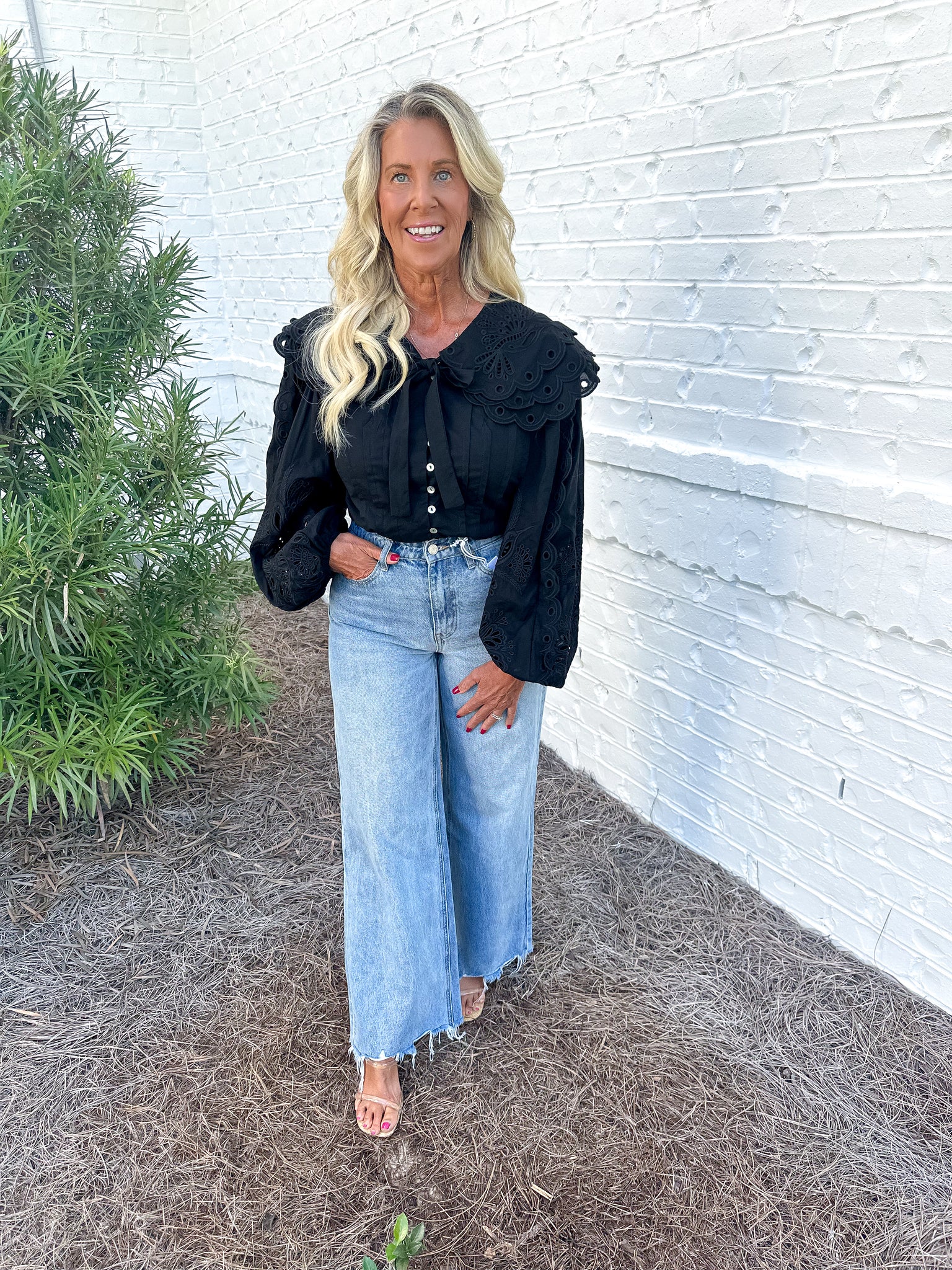 Black French Silhouette Blouse