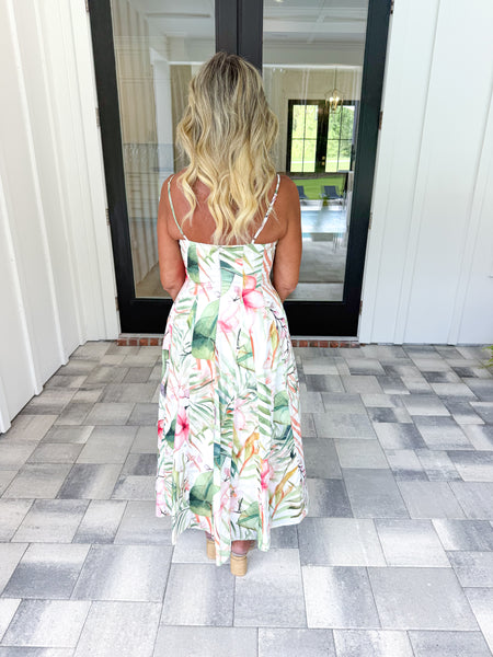 Tropical Pleated Midi