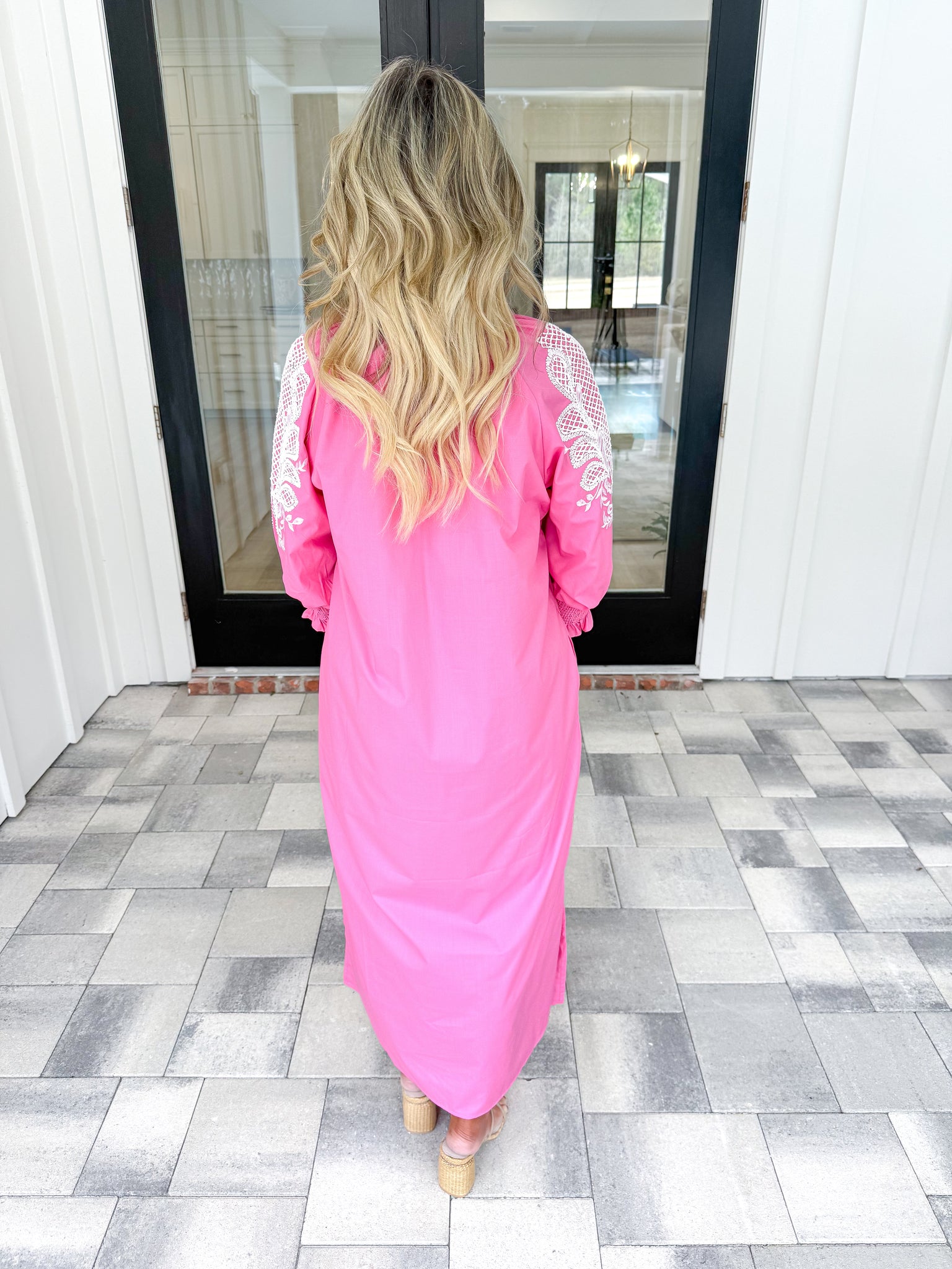Pink Embroidered Midi – Lobo's Boutique Tally